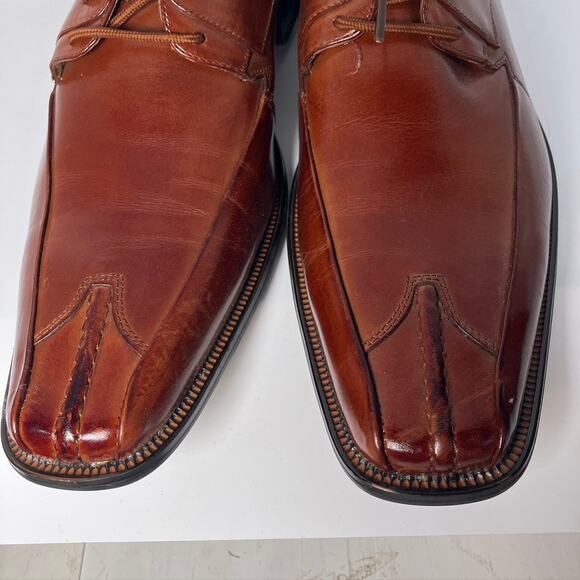 New Stacy Adams Square Toe Lace Up Dress Shoe Men's 10.5 M‎ Cognac Brown - Picture 7 of 15